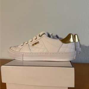Guess Women's White and Gold Quilted Sneakers